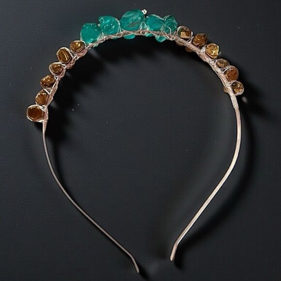 Handmade Genuine Gold and Teal Crystal Headband main image 5